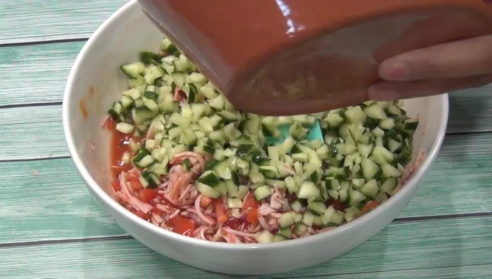 Add the chopped cucumber and cilantro.