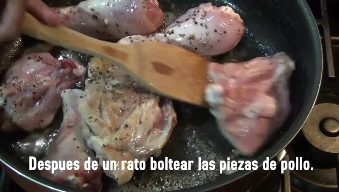 Add the blended sauce to the chicken.