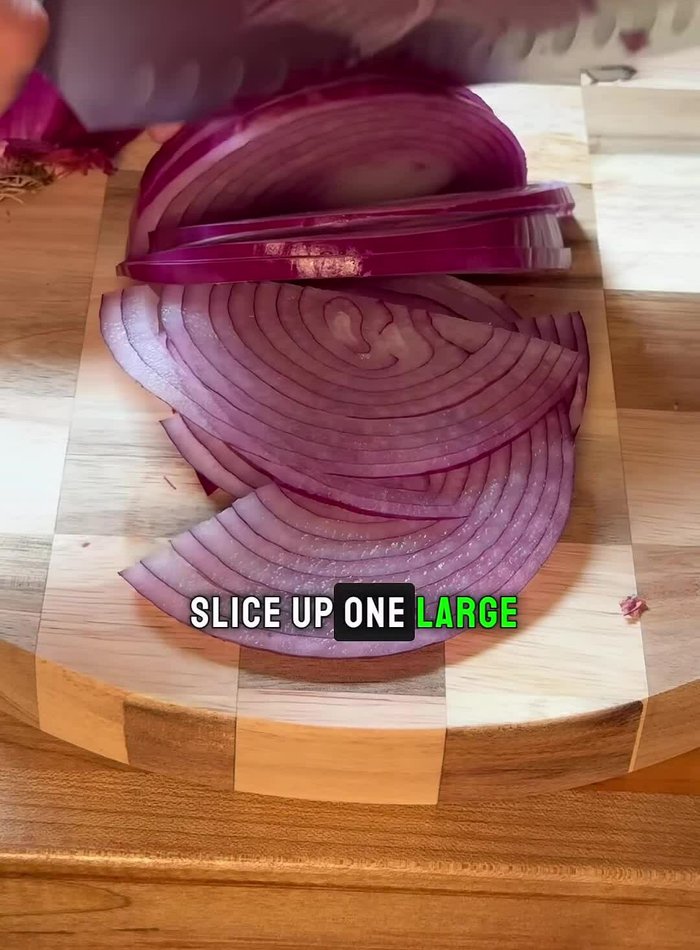 Slice one large red onion. (Note: The recipe calls it 'red' but acknowledges it's purple.)