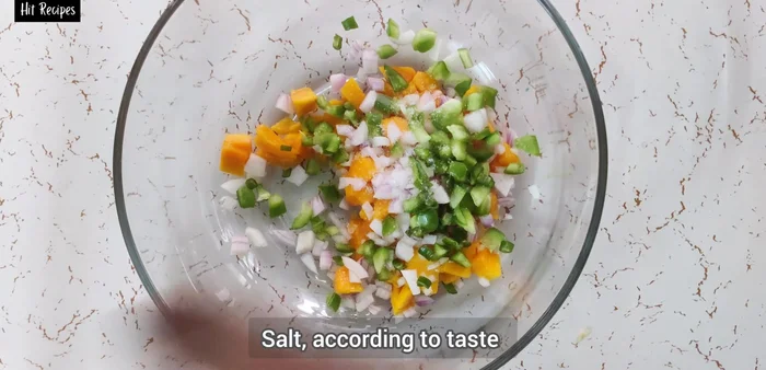 Add salt and one teaspoon of lemon juice to the mango mixture. Adjust lemon juice to taste.