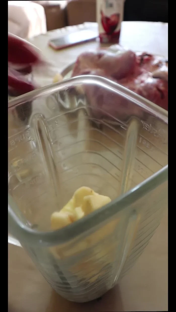 Blend apples (peeled and cored), onion, garlic, salt, peppers, cloves, and pineapple juice (or orange juice).