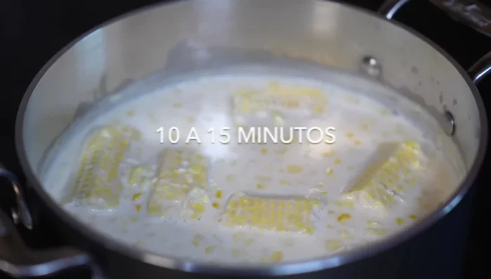 Turn off the heat and let the mixture cool. Once cool, remove the corn cobs, reserving about 1/4 cup of the pieces for the popsicles.