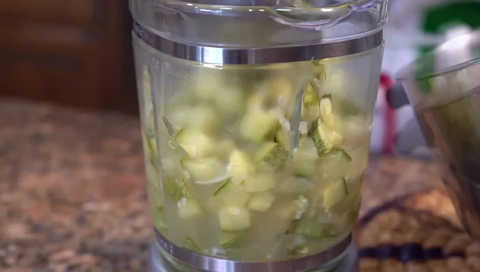 Blend the cooked zucchini with broth, milk, and butter (optional) until smooth.