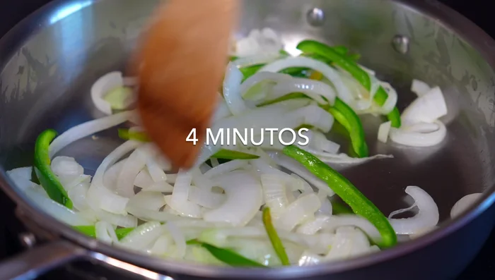 Add poblano peppers: Add chopped poblano peppers to the pan and cook for a couple of minutes.