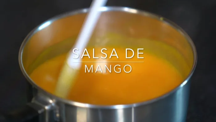 Prepare mango sauce: Blend mango pulp, water, and lemon juice.