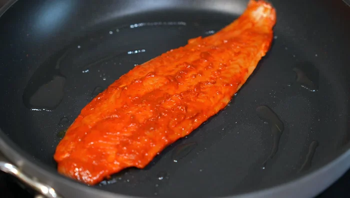 Cook the fish in a hot pan for 4-5 minutes per side over medium heat.